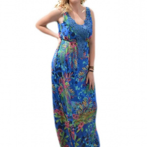 Rochie lunga din voal multicolor