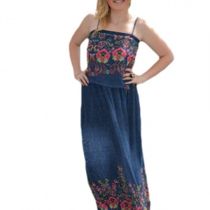Rochie moderna de nuanta bleumarin, design cu aspect de blug