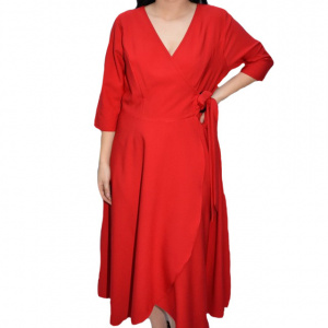 Rochie rafinata Eda,croi clos si decolteu in V,rosu