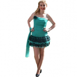 Rochie rafinata , scurta din organza si dantela neagra