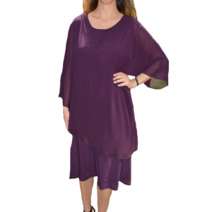 Rochie Rut cu aplicatii de strasuri,nauant de mov
