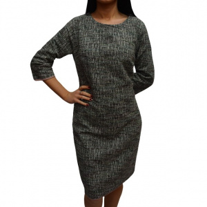 Rochie scurta de zi cu design multicolor si maneca trei-sferturi