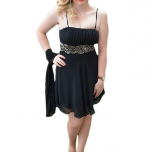 Rochie scurta eleganta din voal, culoare neagra