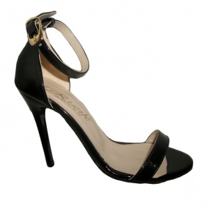 Sanda cu toc inalt, cu doua barete, bej, , negre, argintii