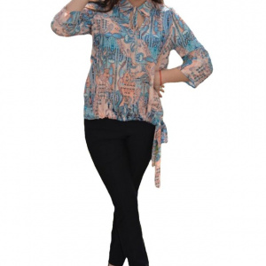 Bluza supradimensionata cu maneca trei-sferturi, multicolora