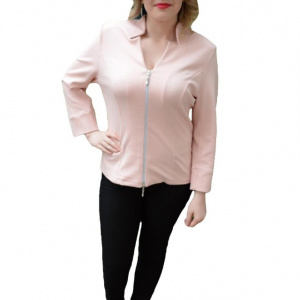 Bluza tip sacou plamanie, cu fermoar argintiu si maneca lunga