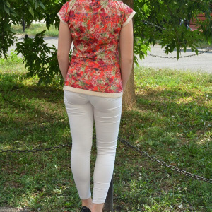 Bluze cu maneca scurta, din saten multicolore