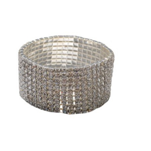 Bratara eleganta, cu constructie elastica, nuanta argintie cu cristale