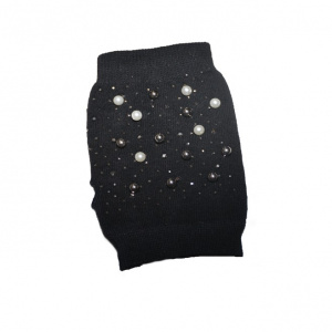 Manusa moderna fara degete, culoare neagra cu perle si strasuri