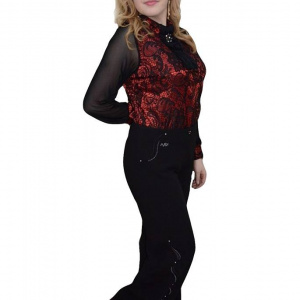 Pantalon clasic, nuanta de negru, talie medie, fermoar clasic