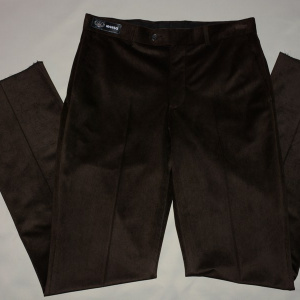 Pantalon la dunga, de culoare maro inchis, cu model in tesatura