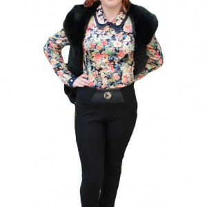 Pantalon trendy, de culoare neagra, din material gros, masura mare