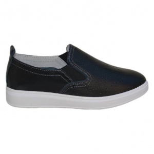 Pantof casual bleumarin, din piele naturala cu elastic inserat