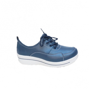 Pantof confortabil din piele naturala bleumarin cu talpa plina