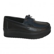 Pantof de dama cu aspect clasic tip mocasin, de culoare neagra