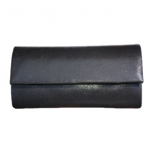 Poseta neagra de seara, din material fin, lucios, cu lant detasabil