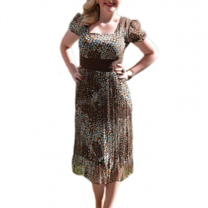 Rochie casual de vara, material cu aspect de voal nuanta maro