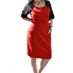 Rochie casual, disponibila in nuante de rosu-negru