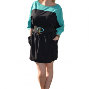 Rochie de lungime mini, de culoare negru-verde