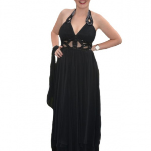 Rochie de seara, lunga, model special, design aparte, pe negru