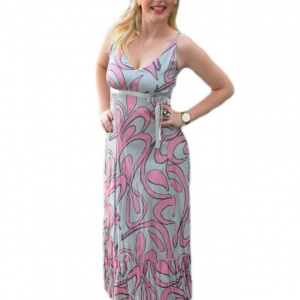 Rochie din bumbac, de culoare gri-roz
