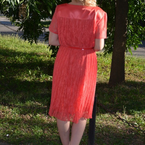 Rochie din dantela ,feminina, de ocazie , de culoare corai