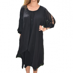 Rochie eleganta Alana din voal,nuanta de negru