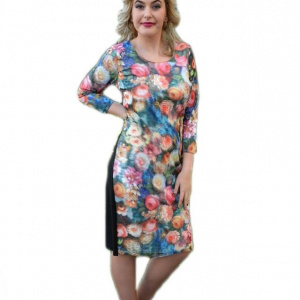 Rochie eleganta , cu trandafiri multicolori din material 3D