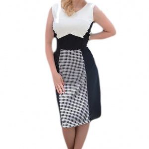 Rochie eleganta, de culoare neagra cu design deosebit alb