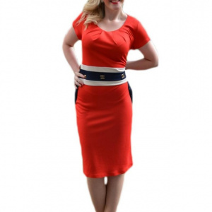 Rochie feminina, de culoare corai-bleumarin