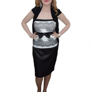 Rochie in nuanta de negru-alb, imprimeu abstract