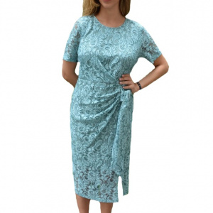 Rochie rafinata Jasmin din dantela,nuanta de turcoaz