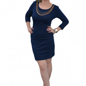 Rochie tinereasca, de culoare bleumarin, decolteu rotund