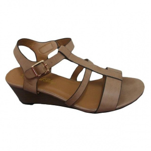 Sanda de culoare bej cu talpa ortopedica si barete in stil roman
