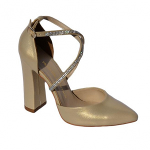 Sandale elegante, nuanta de auriu sidef cu strasurii