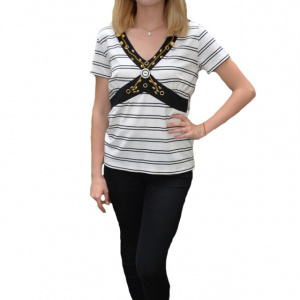 Bluza casual Zendaya ,design cu dungi,nuanta de alb