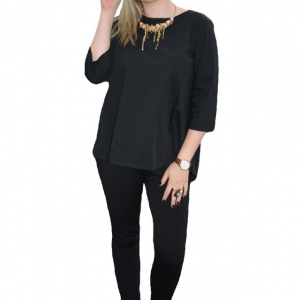 Bluza deosebita culoare neagra cu model de funda in spate