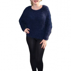 Bluza tinereasca din material gros, calduros, de culoare bleumarin