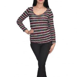 Bluza tricotata ,model multicolor ,nuanta de mov-gri