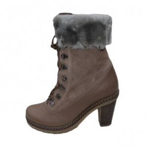 Botine trendy, imblanite, culoare maro