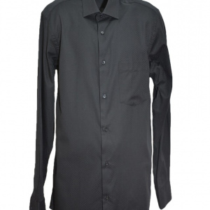 Camasa eleganta cu model de patratele in tesatura, neagra