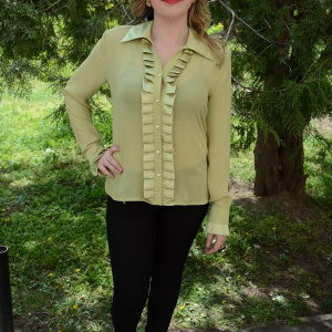 Camasa fashion verde deschis, material subtire transparent