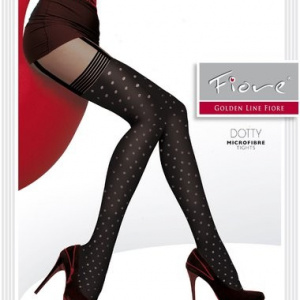 Ciorap pantalon de culoare neagra, model de buline si dungi