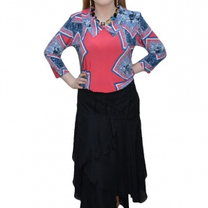 Fusta neagra, eleganta, cu design deosebit de volane asimetrice