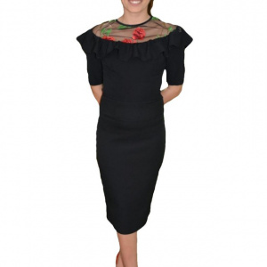 Fusta scurta cu un design simplu si talie inalta, culoare neagra
