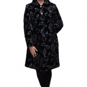 Jacheta eleganta cu croi drept, neagra cu design abstract colorat