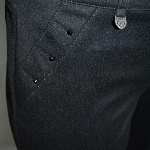 Pantalon elegant, nuanta de gri inchis, inchidere cu fermoar
