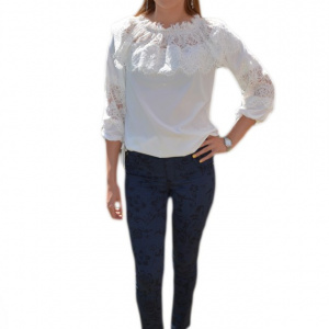 Pantalon modern cu croi cambrat, bleumarin, material elastic
