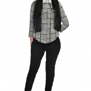 Pantalon modern cu insertii laterale pe picior,nuanta neagra