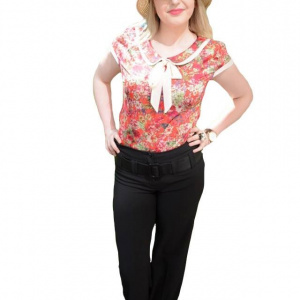 Pantalon rafinat, nuanta de negru, curea lata in talie, fermoar fin
